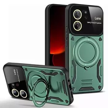 Вращающийся складной кронштейн с большим обзором, защитный чехол для объектива телефона для Samsung Galaxy S20 S21 FE S23 Plus S24 S22 Ultra Xiaomi Redmi Note Poco Armor Case Xiaomi Poco C65 чёрный