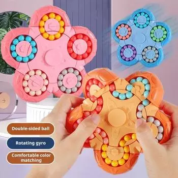 Вращающийся спиннер с фасолью, красочная головоломка с фасолью, снятие стресса, тревожности, головоломка с гироскопом на кончике пальца, сенсорная бусина, игрушка-фиджет для детей и взрослых, подарок синий