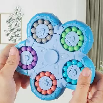 Вращающийся спиннер с фасолью, красочная головоломка с фасолью, снятие стресса, тревожности, головоломка с гироскопом на кончике пальца, сенсорная бусина, игрушка-фиджет для детей и взрослых, подарок розовый