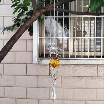 Вращающийся Спираль Хвост Спиннер Ветра Звонки Хрустальный Стеклянный Шар Подвеска Маятник Сад Детская Окна Висячие XMS Елочные Украшения