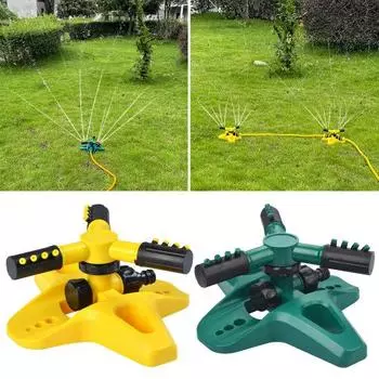Вращающийся спринклер для газона с 3 рычагами, 2 режима, регулируемая настраиваемая зона распыления, насадка для разбрызгивания воды в саду, дворе зелёный