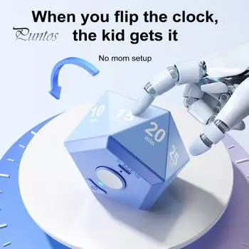 Вращающийся таймер, 3-цветная подсветка, режимы вибрации/звонка/бесшумный, портативный, настройки 1/3/5/10/15/20/25/30/45/60 минут, учеба, релаксация, готовка, часы, таймер синий