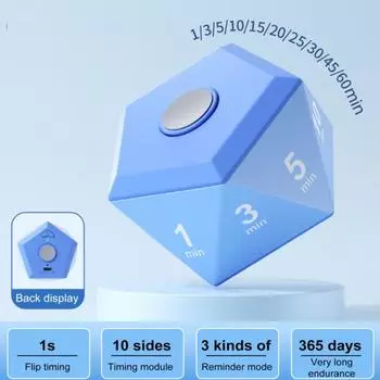 Вращающийся таймер, 3-цветная подсветка, режимы вибрации/звонка/бесшумный, портативный, настройки 1/3/5/10/15/20/25/30/45/60 минут, учеба, релаксация, готовка синий