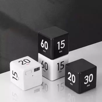 Вращающийся таймер Pomodoro на 1-60 минут с предустановленным светодиодным дисплеем, регулируемым объемом, кубический таймер для чёрный