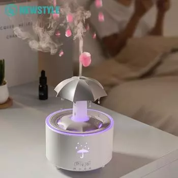 Вращающийся зонт, динамический дождевой увлажнитель, домашний настольный аппарат для ароматерапии с эфирными маслами, семь цветов света, пульт дистанционного управления EU чёрный