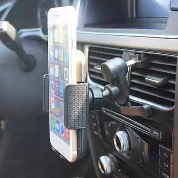 Вращение на 360 градусов, зажим для вентиляционного отверстия, автомобильный держатель для телефона, подставка для iPhone 15, 14, 13 Pro Max, Samsung S24, S23, S22, Xiaomi Redmi Note 12, кронштейн для мобильного телефона Google чёрный