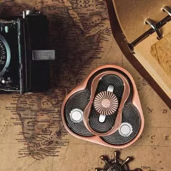 Вращающийся слайдер трехслойный успокаивающий легкий забавный игрушка-фиджет из нержавеющей стали для офиса серебряный