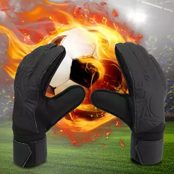 Вратарские перчатки футбольные черные регулируемый ремешок на запястье вратарь футбол для Size 10