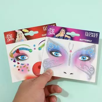 Временная татуировка бабочки, блестящие крылья, уголки глаз, водонепроницаемые художественные наклейки для лица, макияж, сцена, музыка, фестивали, вечеринка 1