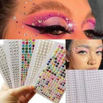 Временная татуировка на лицо DIY Украшения для ногтей Стразы Наклейки Жемчужные драгоценности Наклейки Наклейка на лицо #4