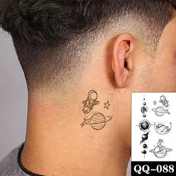 Временная татуировка-наклейка «Астронавт Звезда Вселенная» Сексуальная Роза Гора Поддельные Татуировки Водонепроницаемые Татуировки Шея Рука Маленький Размер Женщины Мужчины A