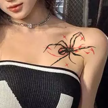 Временная татуировка-наклейка паук, волшебная татуировка, травяной сок, татуировка, которая длится 1-2 недели, реалистичная поддельная татуировка