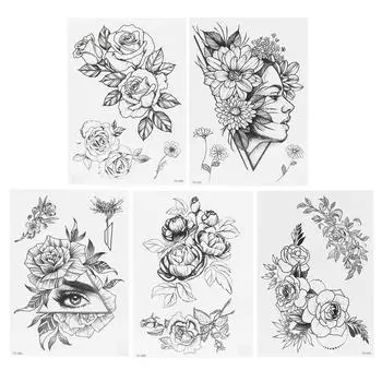Временная татуировка наклейка рука грудь задняя нога водонепроницаемая женская татуировка цветок наклейка TH400