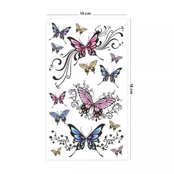 Временная татуировка с разноцветными бабочками