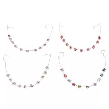 Временное украшение для зубов с металлической проволокой, цветные металлические скобки и ортодонтические лигатуры, стоматологические украшения 4