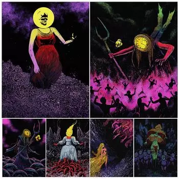 Временные мастера и судьи ада, винтажная настенная живопись на холсте, абстрактное таинственное волшебство, искусство моря 21cm30cm NoFrame