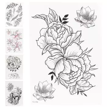 Временные татуировки для женщин водонепроницаемый цветок длительный срок тела поддельные татуировки наклейки TH-391