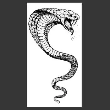 Временные татуировки наклейки для женщин мужчин черная змея водонепроницаемая поддельная татуировка