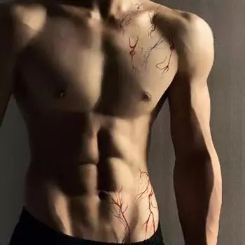 Временные татуировки-наклейки на Хэллоуин с красным узором, легко наносимые поддельные татуировки, водонепроницаемые украшения для вечеринок A