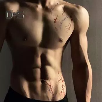 Временные татуировки-наклейки на Хэллоуин с красным узором, легко наносимые поддельные татуировки, водонепроницаемые украшения для вечеринок B