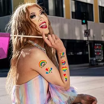 Временные татуировки, яркие цветные аксессуары для боди-арта, удобные наклейки на день гордости и вечеринки с любовью для женщин