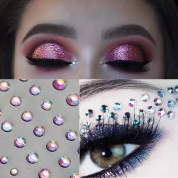 Временные татуировки с глазами, праздничные блестящие наклейки для тела, стразы, украшения для ногтей разноцветный