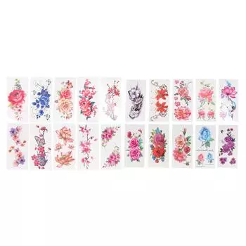 Временные татуировки Водонепроницаемые цветы Долговечные поддельные татуировки для тела Наклейки для женщин B Set