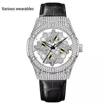 Время приходит и уходит, вращающиеся часы с бриллиантами для женщин, кварцевые часы