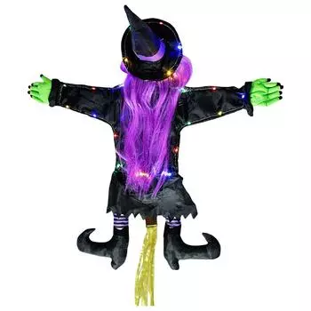 Врезающаяся Ведьма в Дерево Летающая Ведьма Врезается В Дерево Хэллоуин Украшение Крыльца AU Purple Hair Purple Legs