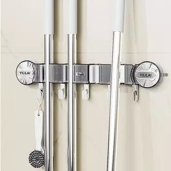 Всасывающий зажим для швабры 4 скользящих держателя для швабры для ванной комнаты