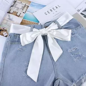 Все аксессуары для талии Женские платья Декор Лента Узел Шелковые ремни Шелковый шарф Пояс для шарфа чёрный