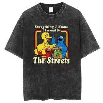 Все, что я знаю, я узнал на улице Футболки Мужские Женские Футболка Повседневные Топы Уличная одежда Футболки Футболка S