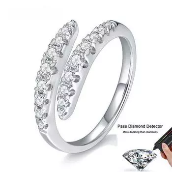 Все двухрядные кольца с муассанитом, общий вес 0,5 карата, с сертификатом, женские кольца из стерлингового серебра 925 пробы, высококачественные кольца с драгоценными камнями для рукоделия 5 белый