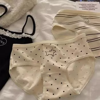 Все хлопковые 5A антибактериальные трусы детские хлопковые удобные мягкие симпатичные трусы со средней талией из чистого хлопка нижнее белье для женщин трусики M