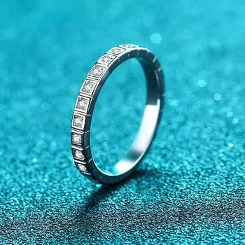 Все кольца с муассанитом 0,16 карата для женщин, женское полукруглое обручальное кольцо S925, посеребренное платиновое кольцо Pt950, ювелирные украшения 5.5