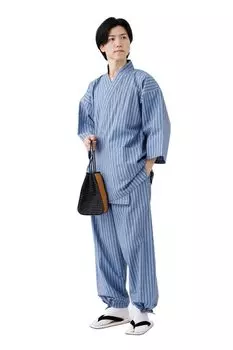 Все Kurume Ajiro Border Blue x Grey [Tayutaf] Мужская Samue, Kurume, Year, Cotton, Samue, Домашняя одежда, Тканая одежда, Мужские пижамы, Сауна, Повседневная, M,