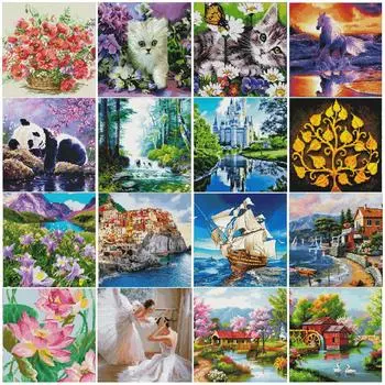 Все квадратные/круглые алмазы 5D DIY Алмазная картина Здание/животное Вышивка крестиком 3D украшение дома Full Round 30x30CM красный