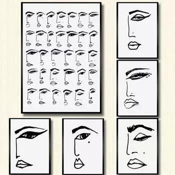 Все лица HD печать модный эскиз постер лицо искусство красота иллюстрация минималистская линия холст картина украшение стены дома 21cm30cm NoFrame
