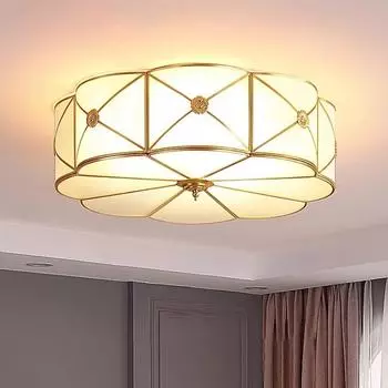 Все медные потолочные светильники для спальни, светильники для кабинета, простые современные круглые светильники для главной спальни, комнатные светильники Diameter-35cm-3headlights