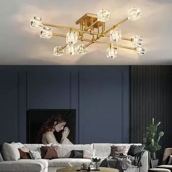 Все медные потолочные светильники для зала, роскошные хрустальные лампы для гостиной, спальни 4 headlights чёрный