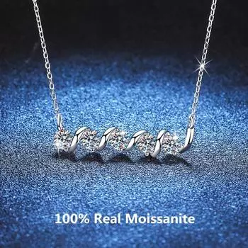 Все муассаниты 1,5 карата одиночный 0,3 карата 4 мм кулон ожерелье серебро S925 с платиновым покрытием не выцветают высококачественные роскошные ювелирные изделия 45cm