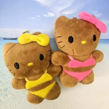 Все о Доме Гавайский Таннинг Кошечка Кукла Брелок Кошка Брелок Сумка Кольцо, популярный персонаж в Корее