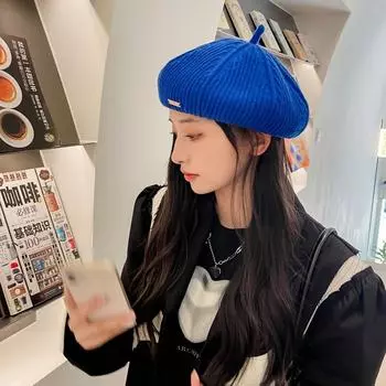 Все подобранные эластичные женские однотонные шапки в стиле художника, женские вязаные береты в корейском стиле, шапки-бини бежевый