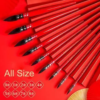Все размеры 0/1/2/3/4/5/6/7/8 Кисть для акварельной краски Беличьи волосы Заостренные кисти для рисования Художественные принадлежности Кисть для рисования Принадлежности для рисования 0