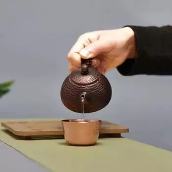 Все ручные утолщенные чистые красные медные пузырьковые чайники Hammer Point антикварные маленькие медные чайники для чая кунг-фу аксессуары