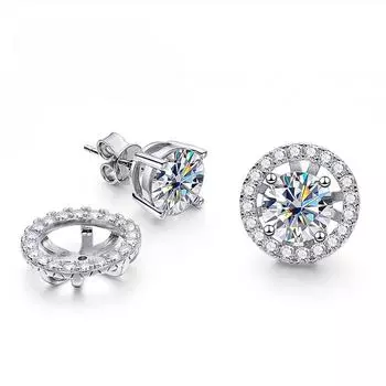 Все серьги с муассанитом для женщин и мужчин 2 в 1, классические модные ювелирные изделия для свадебной вечеринки, серьги-гвоздики из стерлингового серебра 925 пробы 2ct and 2ct