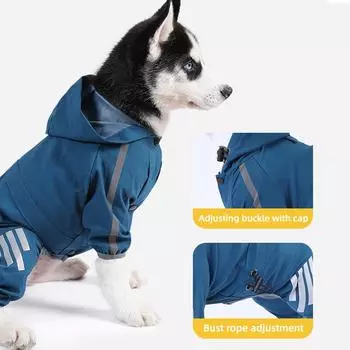 Все включено Может буксировать Включая ноги Товары для домашних животных Четвероногий Регулируемая пряжка Верхняя одежда Водонепроницаемый Светоотражающий дождевик для собак 1 шт. Ручная работа M синий