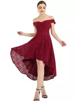 Всегда красивые женские кружевные платья с открытыми плечами и низким вырезом для гостей свадьбы