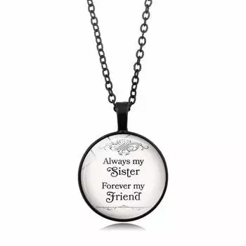 Ожерелье с подвеской из искусственного драгоценного камня Always My Sister Forever My Friend чёрный