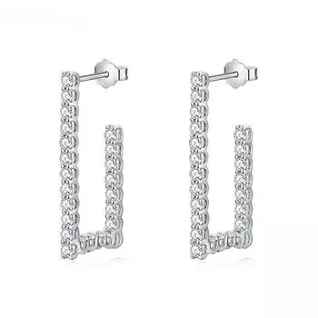 Всего 1,24 карата 1,9 мм, серьги-кольца из настоящего муассанита для женщин, сверкающее серебро S925, ювелирные украшения для ушей